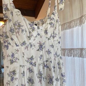 Lined floral dress and matching hair bow